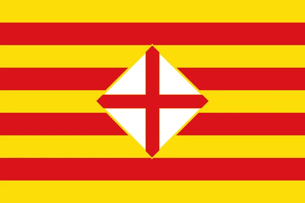 巴塞罗那省旗在西班牙 在白色背景上孤立的插图 — 图库照片