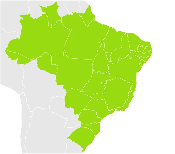 巴西地图分割成国家或各省 在白色背景上孤立 — 图库照片