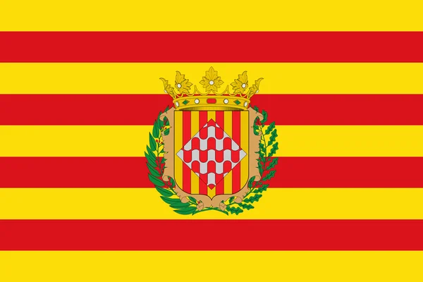 赫罗纳城市旗子在西班牙 在白色背景上孤立的插图 — 图库照片