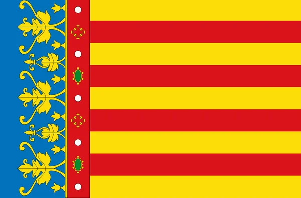 バレンシア市の旗スペインでは 白い背景で隔離のイラスト — ストック写真