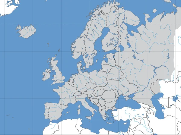 Mapa Europa Mostrando Líneas Longitud Latitud — Foto de Stock