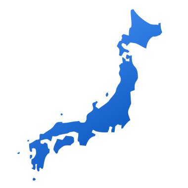 Japonya, izole kırpma yolu ile beyaz zemin üzerinde mavi Haritası.