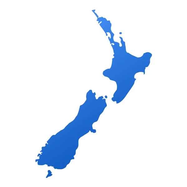 新西兰 隔绝与剪切路径在白色背景上的蓝色地图 — 图库照片
