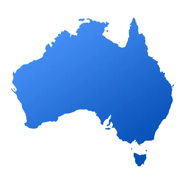 Mappa Blu Dell Australia Isolata Sfondo Bianco Con Percorso Ritaglio — Foto Stock