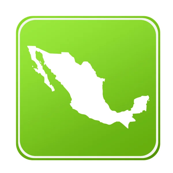 Siluetu Mapa Mexika Zelenou Eco Tlačítko Izolovaných Bílém Pozadí — Stock fotografie