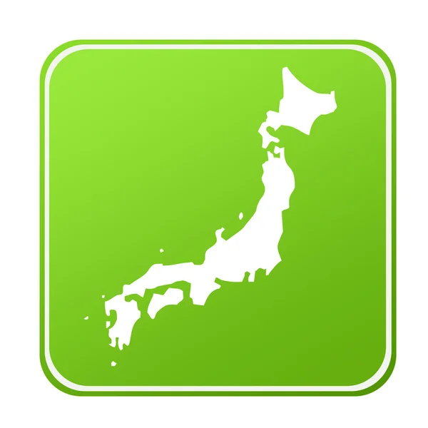 Kontrast Izole Beyaz Zemin Üzerine Yeşil Eco Düğmesindeki Japonya Haritası — Stok fotoğraf