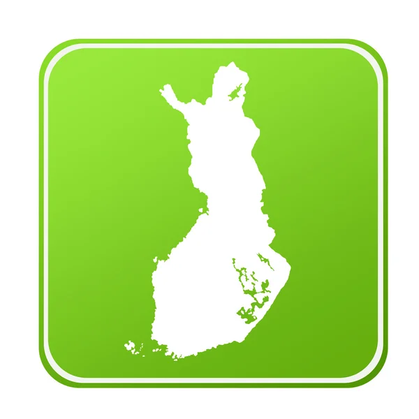 Sylwetki Mapa Finlandii Eko Zielony Przycisk Białym Tle — Zdjęcie stockowe