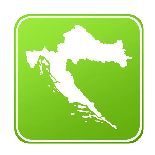 绿色生态按钮 孤立在白色背景上的克罗地亚剪影的地图 — 图库照片