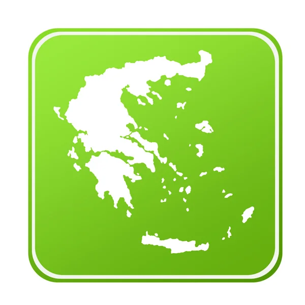 Silhouetted Map Greece Green Eco Button Isolated White Background — Stock Photo, Image