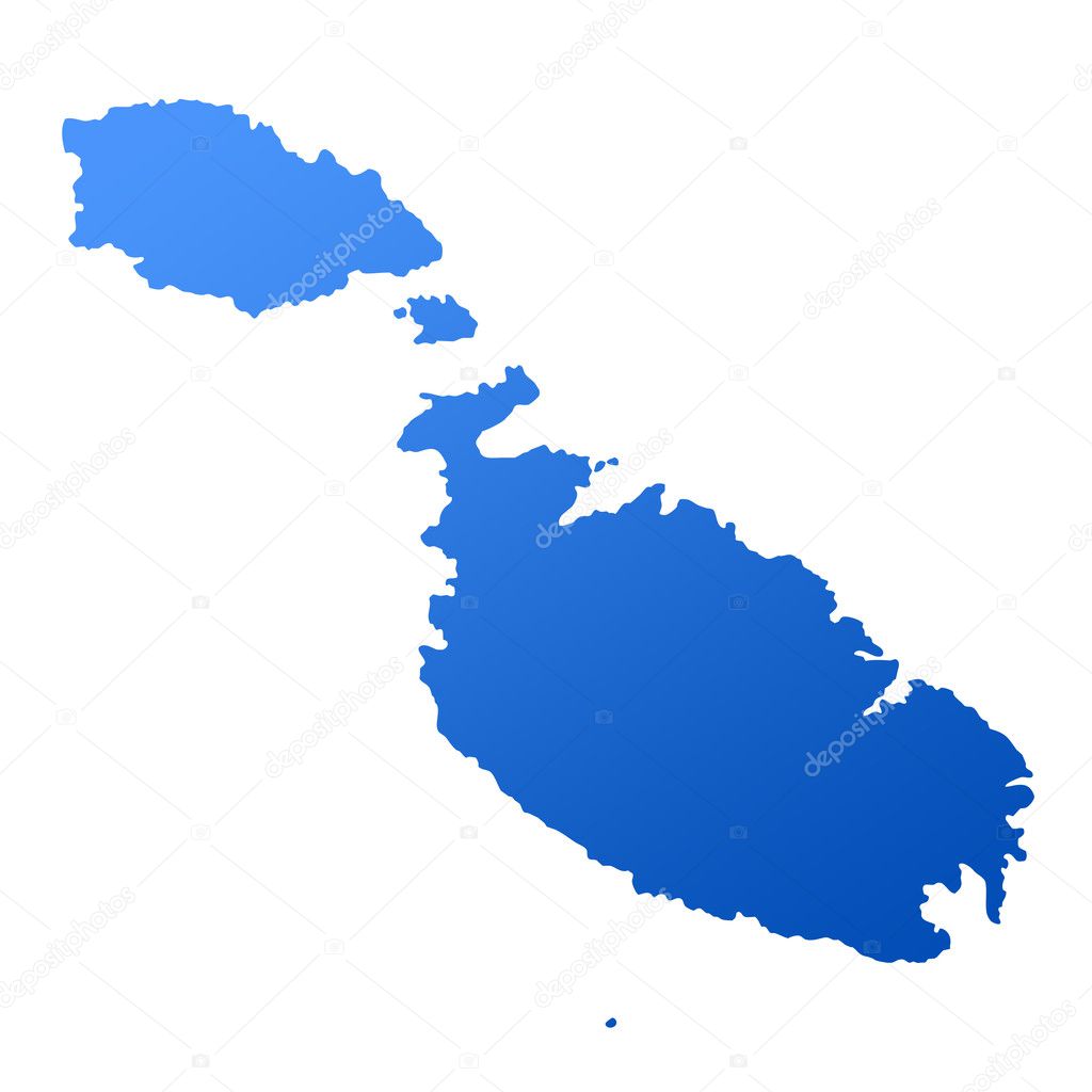 Blue map of Malta, isolated on white background with clipping path.