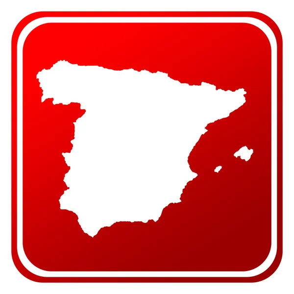 Botón Mapa Rojo España Aislado Sobre Fondo Blanco — Foto de Stock
