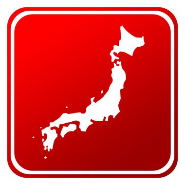 Beyaz arka plan üzerinde izole kırmızı Japonya göster düğmesi.