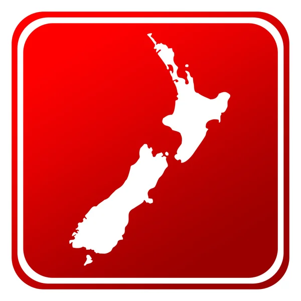 Pulsante Mappa Nuova Zelanda Rossa Isolato Sfondo Bianco — Foto Stock