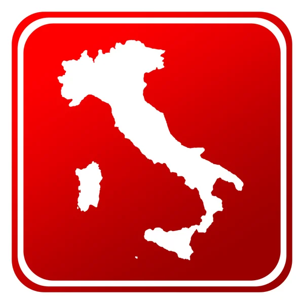 孤立在白色背景上的红色意大利地图按钮 — 图库照片