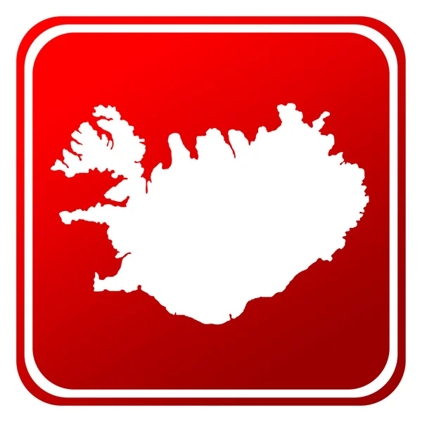 Czerwony Przycisk Mapa Islandii Białym Tle — Zdjęcie stockowe