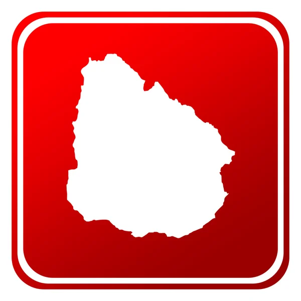 Ουρουγουάη χάρτη κόκκινο κουμπί — Φωτογραφία Αρχείου