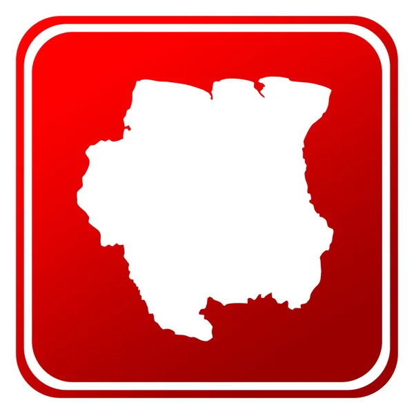 在白色背景上孤立的苏里南红色地图按钮 — 图库照片