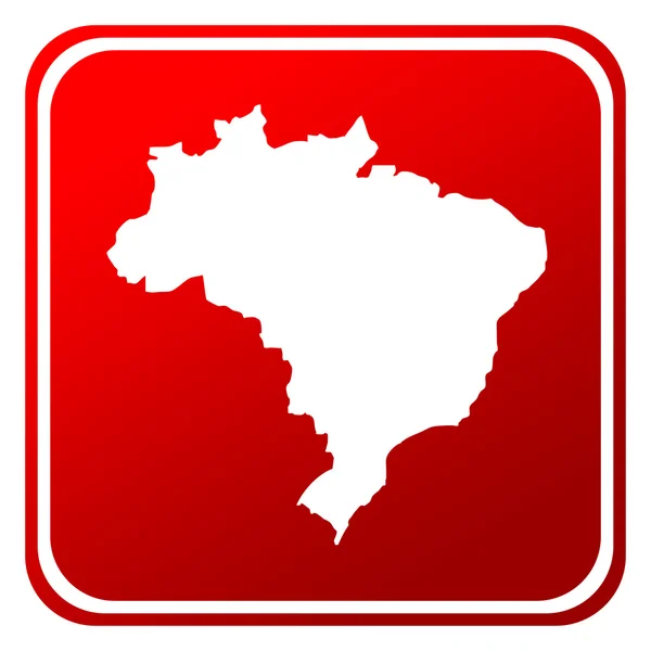 在白色背景上孤立的巴西红色地图按钮 — 图库照片