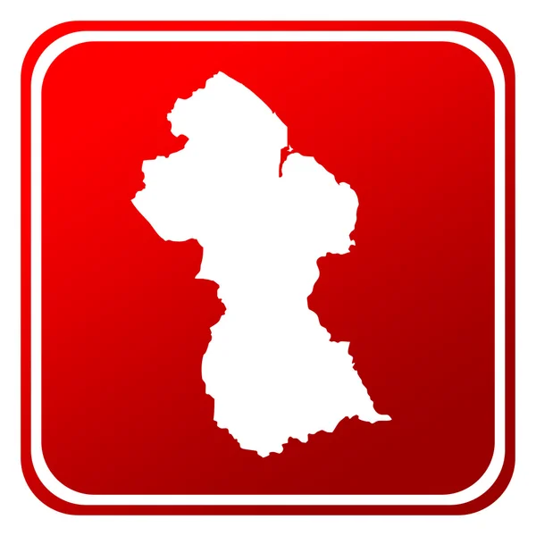 在白色背景上孤立的圭亚那红色地图按钮 — 图库照片