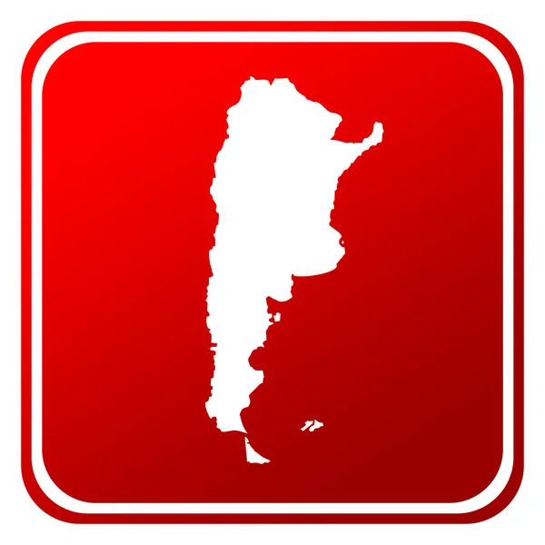 在白色背景上孤立的阿根廷红色地图按钮 — 图库照片