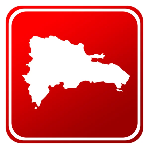 República Dominicana Botón Mapa Rojo Aislado Sobre Fondo Blanco — Foto de Stock