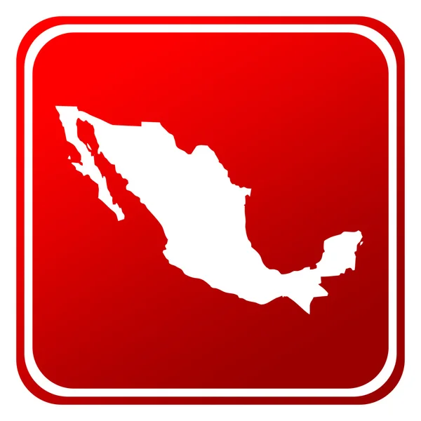 Tlačítko Červené Mapu Mexiko Izolovaných Bílém Pozadí — Stock fotografie