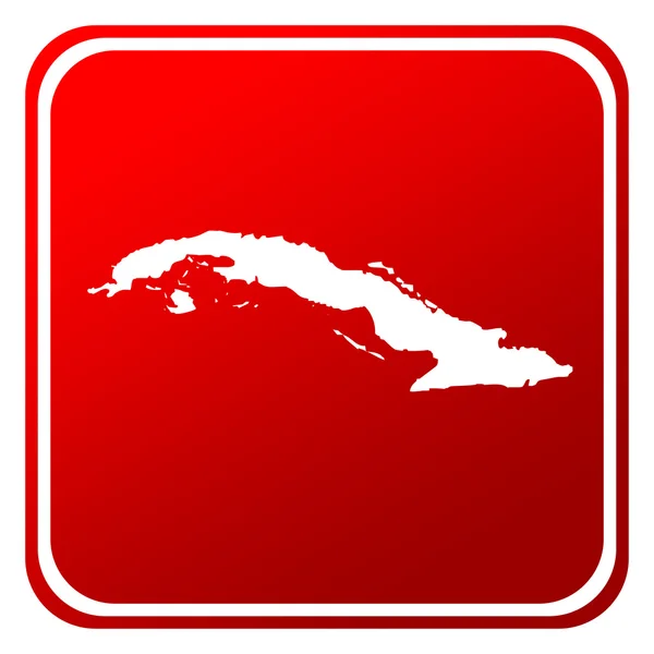 Cuba Botón Mapa Rojo Aislado Sobre Fondo Blanco — Foto de Stock