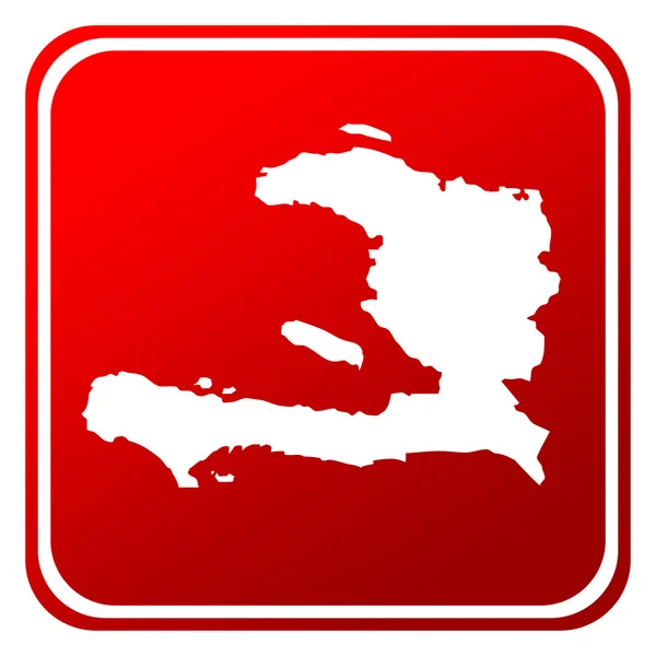 在白色背景上孤立的海地红色地图按钮 — 图库照片