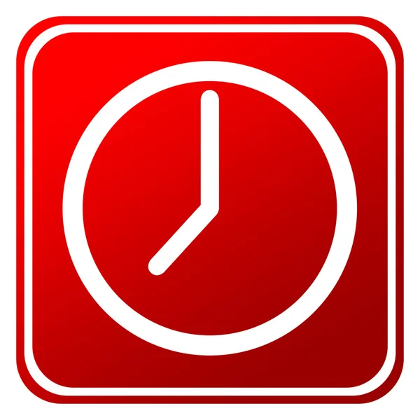 stock image Red time or clock button isolated on white background.