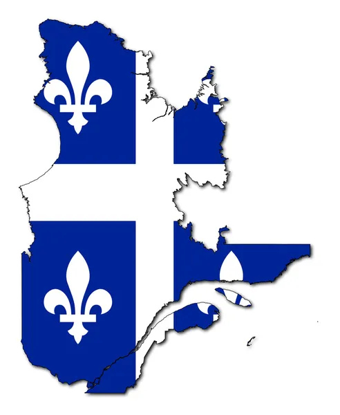 Quebec vlajka na mapě — Stock fotografie