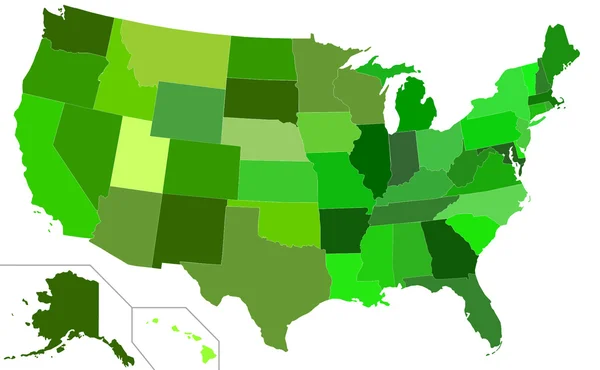 生态绿色美国地图 — 图库照片