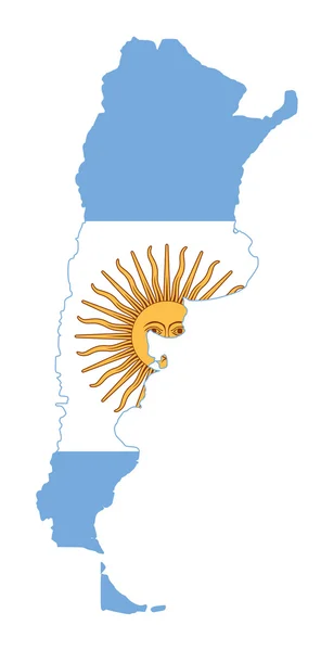 Argentina vlajka na mapě — Stock fotografie