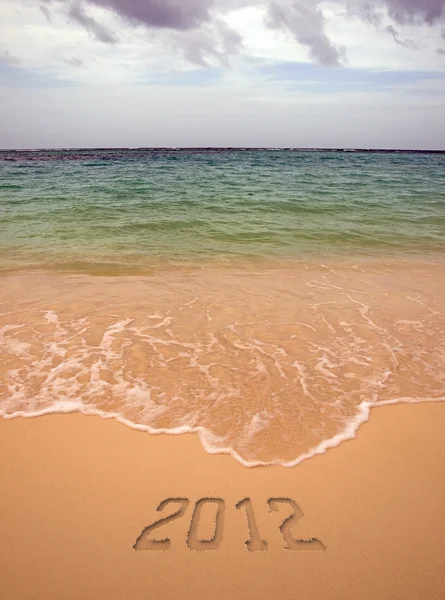 The inscription on the sand - 2012 — Stock Photo, Image