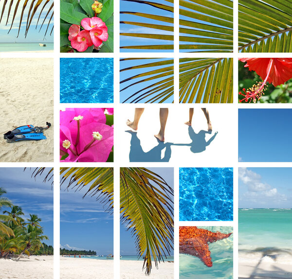 Tropical collage. Exotic travel.