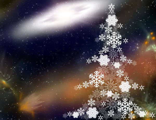 Julgran från snöflingor — Stockfoto