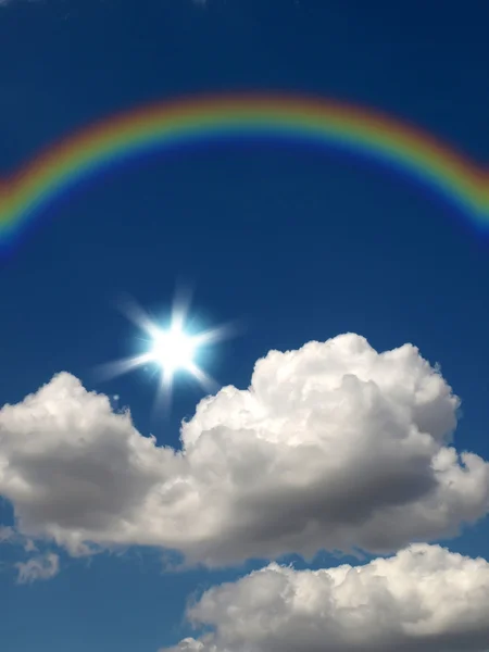 Rainbow, słońce i chmury — Zdjęcie stockowe