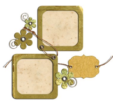 Vintage photo frames and flowers isolated clipart