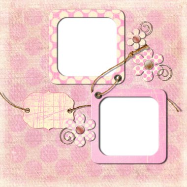 Vintage photo frames and flowers clipart