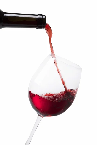 Rode Wijn Gieten Met Glas — Stockfoto
