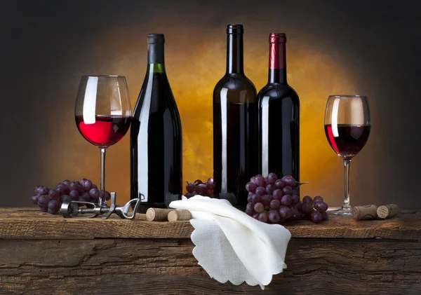 Kırmızı şarap ile hareketsiz yaşam — Stok fotoğraf