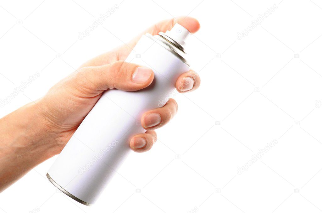 Hand holding a spray