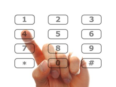 Finger push a telephone number button clipart