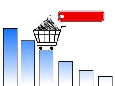 A shopping basket scale the rising prices. clipart