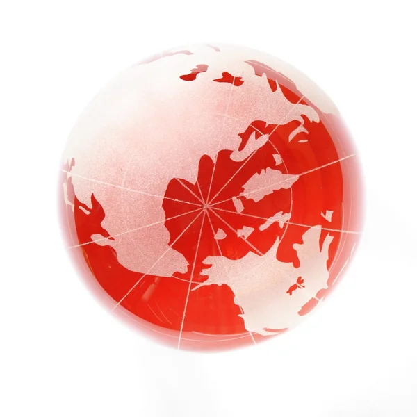 Een Gekleurde Glas Globe Geïsoleerd Witte Achtergrond — Stockfoto
