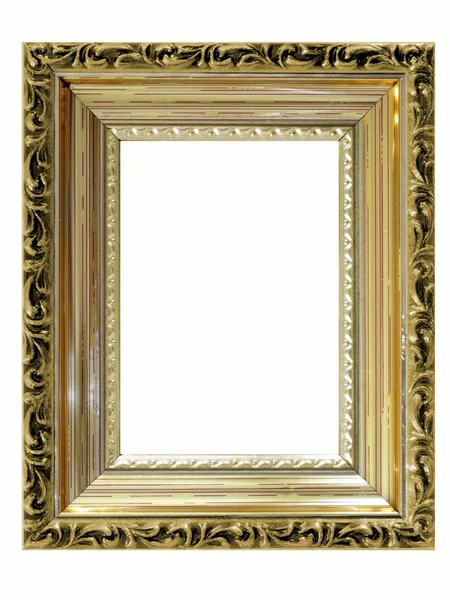 Golden Picture Frame White Background — Stock Photo, Image