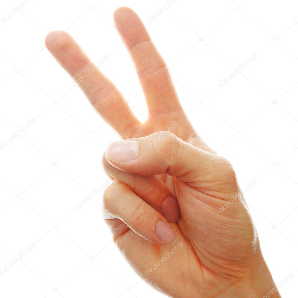 Hand white peace sign