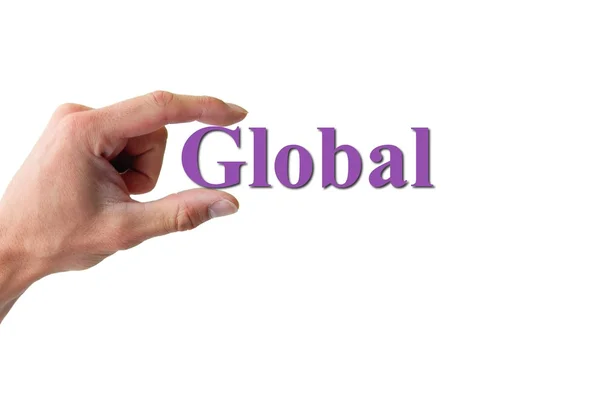 Hand som håller den globala — Stockfoto
