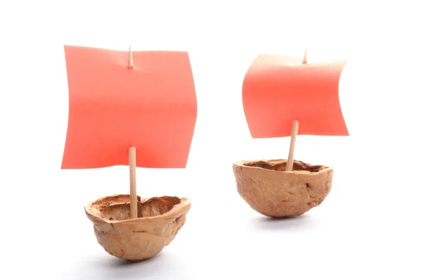 Sailboat made of walnut — Stock Photo, Image