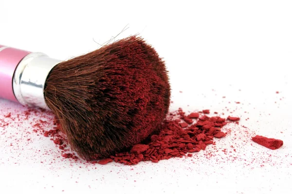 Makyaj fırçası ve kozmetik tozu — Stok fotoğraf
