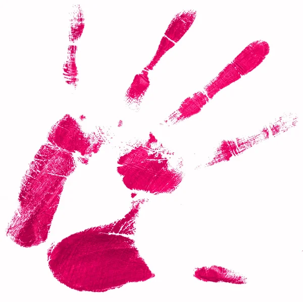 Χέρι εκτύπωσης με ροζ χρώμα — Φωτογραφία Αρχείου